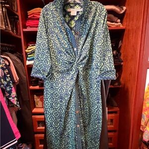 Gretchen Scott Twist and Shout Dress in blue and green.